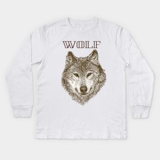 Wolf Animal Style Kids Long Sleeve T-Shirt